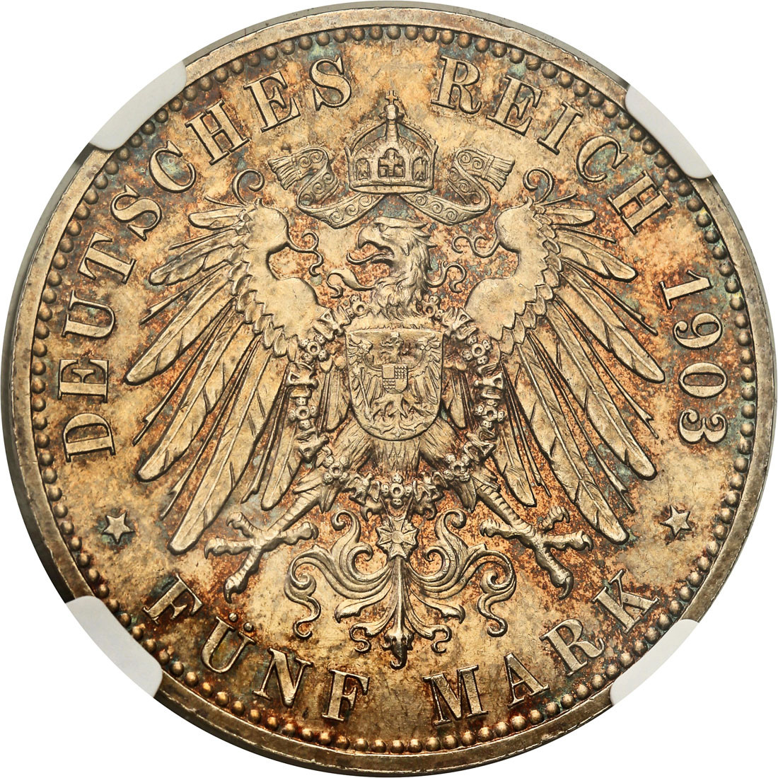 Niemcy. Saksonia - Altenburg. 5 marek 1903 A, Berlin NGC MS63